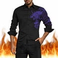 thumbnail image 2 of FINALGANG Mens Long Sleeve Dress Shirt With Dragon Print Traditional Style Turn Down Collar Button Down Shirt For Party Business Daily Wear Purple M, 2 of 4