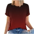 thumbnail image 5 of yievot Summer Casual Basic T-Shirt for Women Gradient Print Round Neck Short Sleeve Tees Tops, 5 of 5