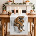 thumbnail image 2 of Table Runner - 72 Inch Long, Funny Tigers Kitchen Dining Table Runner Dresser Scarves, Cute Art Fun Lovely Animals on Toilets Farmhouse Decor for Coffee Tables Wedding Party Banquet, 2 of 8