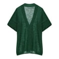 thumbnail image 6 of VSSSJ Womens Short Sleeve Sweater Cardigan Loose Fit V Neck Button Knitted Open Front Casual Lightweight Cardigan Top Outerwear Green M, 6 of 7