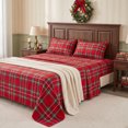thumbnail image 2 of Gogreen Christmas Full Sheet Set 4-Piece, Microfiber Bed Sheets Deep Pocket, Soft Breathable Wrinkle Resistant Holiday Bedding(Christmas Plaid), 2 of 6