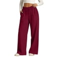 thumbnail image 2 of YODETEY Women's Drawstring High Waisted Wide Leg Sweatpants with Pockets,Women’s Wine,Size S-2XL, 2 of 9