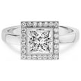 thumbnail image 3 of 1 Carat IGI Certified Princess Shape Lab Grown Diamond Engagement Ring | 14K White Gold |Upturned Dome Bezel Halo Diamond Ring | FG-VS1-VS2 Quality Friendly Diamonds, 3 of 5