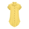 thumbnail image 6 of Girls Casual Shirt Dress Collared Button Down Mini Tshirt Dresses Short Sleeve Summer Beach Cover Ups Yellow, 11 Years, 6 of 7