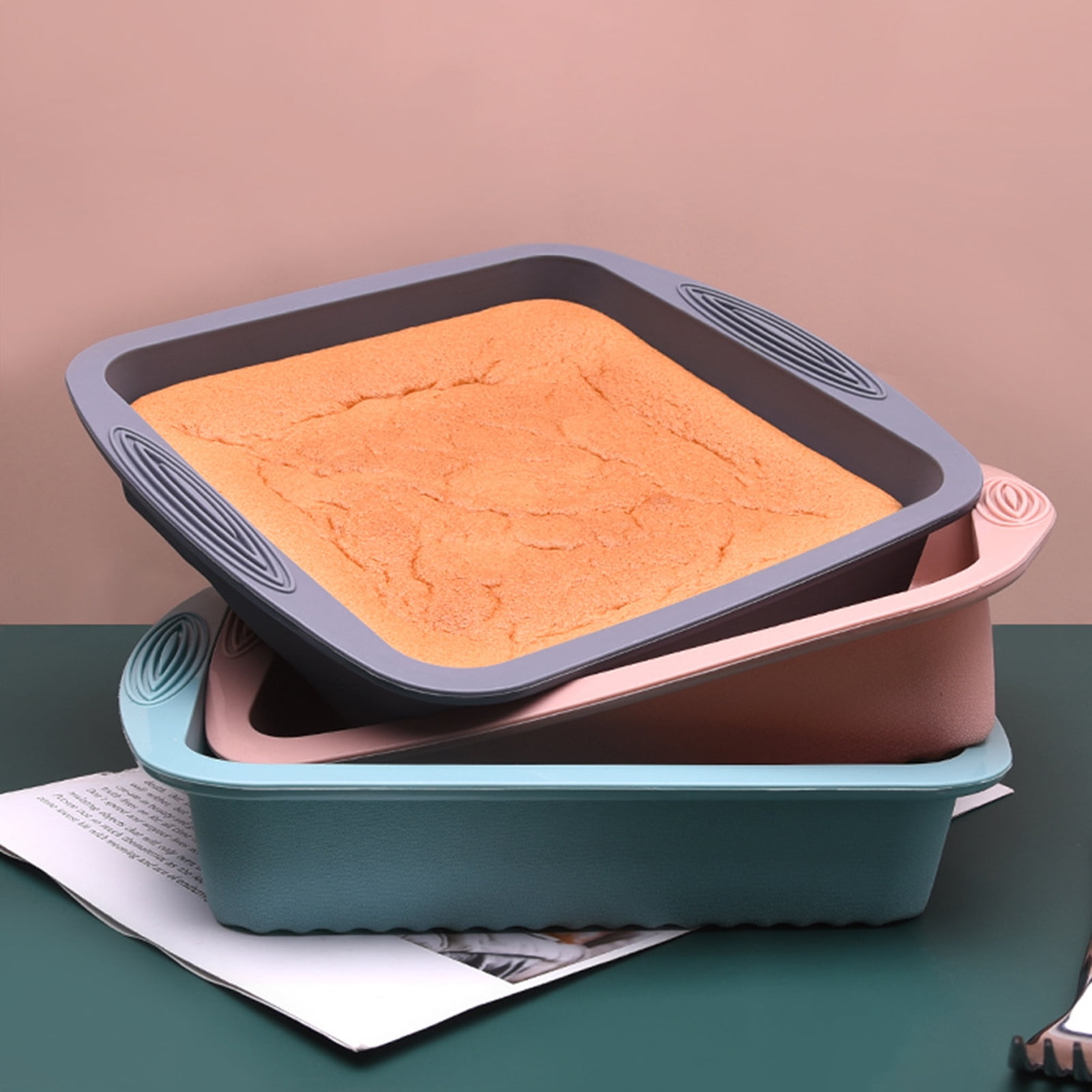 Herogo 8”x 8” Square Cake Pan, Stainless Steel Square Baking Pan with Lid,  Cakes Brownie Lasagna Pan Set, 2 Pans + 2 Lids, Healthy & Durable