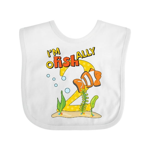 Inktastic I'm O-Fish-Ally Two- cute clownfish second birthday Boys or Girls Baby Bib