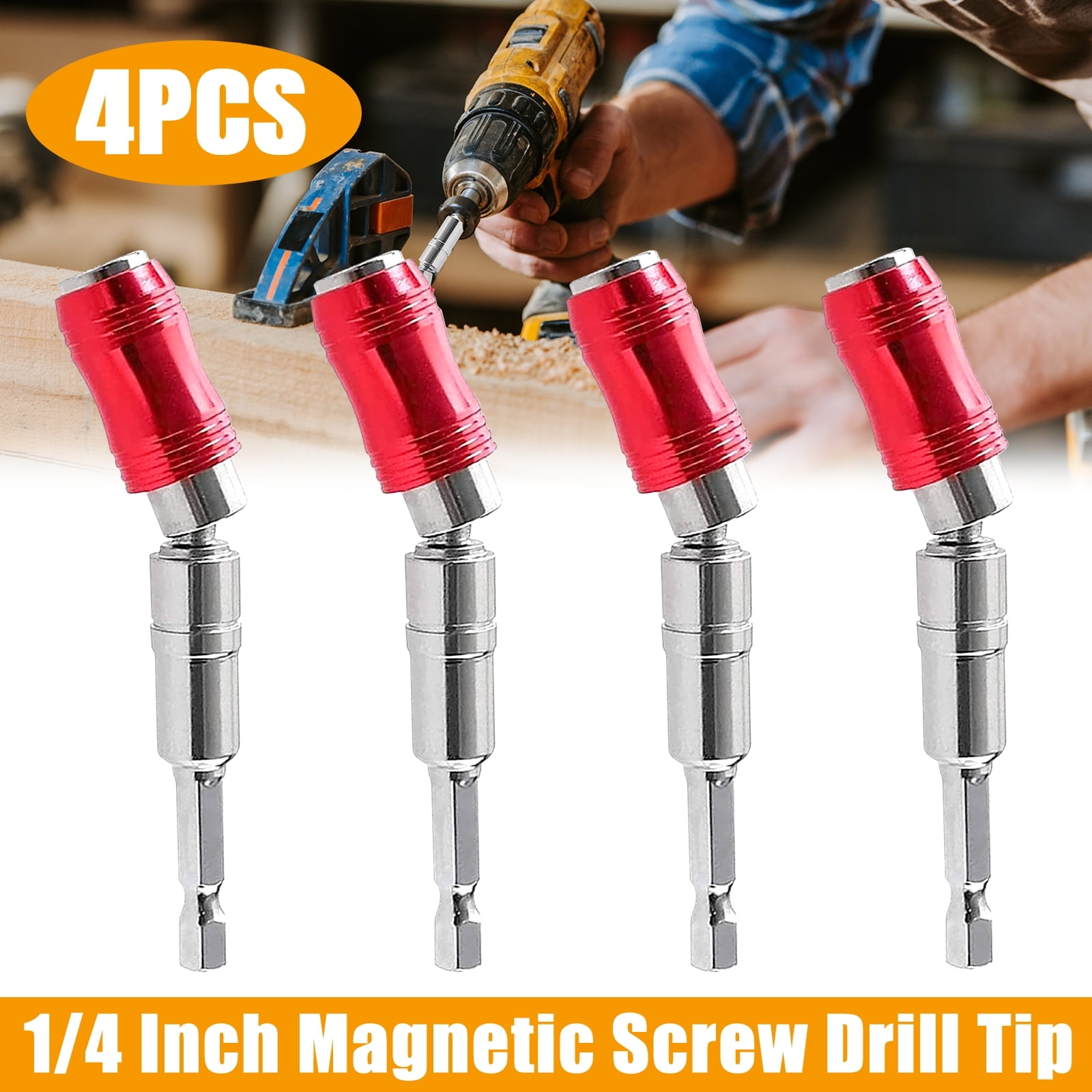 4pcs Magnetic Pivot Drill Bit Holder With 20 Pivot Mode 1 4 Magnetic Screw Drill Tip Hex Pivoting Screwdriver Bit Holder Walmart