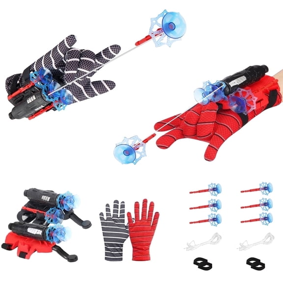 2 Pcs Kids Web Launcher Glove Toy, Spider-Style Remote Capture Dart Blaster with Gloves, Role Play Toy for Boys Girls, Ideal Birthday Gift