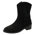 thumbnail image 3 of UngA Cowboy Boots Women Mid Calf Fringe Western Cowgirl Boots with Chunky Heel Snip Toe Ideal for low insteps Black,Size 8, 3 of 7