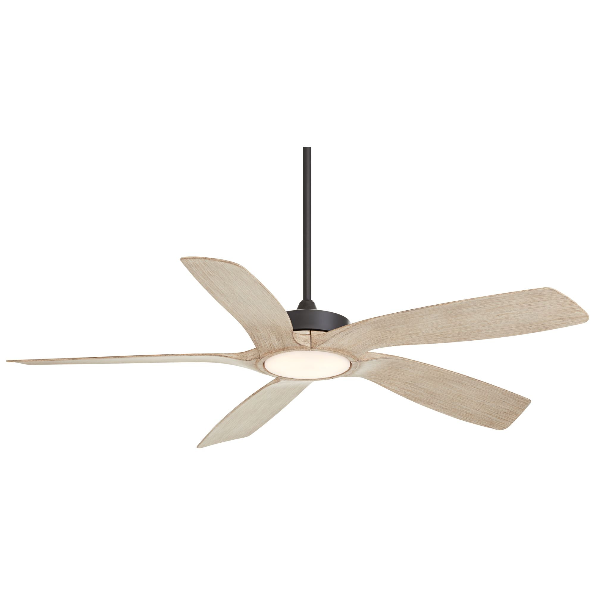 Casa Vieja 56" Mach 5 Indoor Outdoor Ceiling Fan 5 Blade LED Light Remote Control Matte Black Finish Distressed White Oak Blades Damp Rated