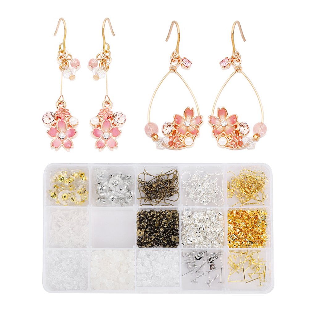 Walfront 1200pcs Earring Making Supplies Kit 5 Colors Earring
