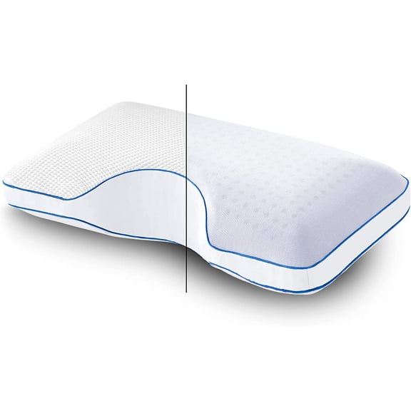 Nestl Side Sleeper Molded Gel Memory Foam Pillow – 30 x 20 In. Reversible, Tencel-Covered, Foam Pillow – Perfect for a Side Sleeper, Firm Cooling on 1 Side, Softer on the Other -Queen
