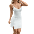 thumbnail image 1 of Women's Basic Adjustable Spaghetti Strap Slip Mini Dress White XL, 1 of 8