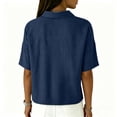 thumbnail image 7 of Nestiefly Women’s Cotton Linen Polo Shirt Casual Short Sleeve Summer Top Thin Short Sleeve Button Down Shirts Blouses 2026 Blue 2XL, 7 of 7