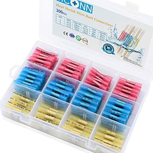 200PCS Butt Connectors Heat Shrink Waterproof Wire Connector Splice Connectors