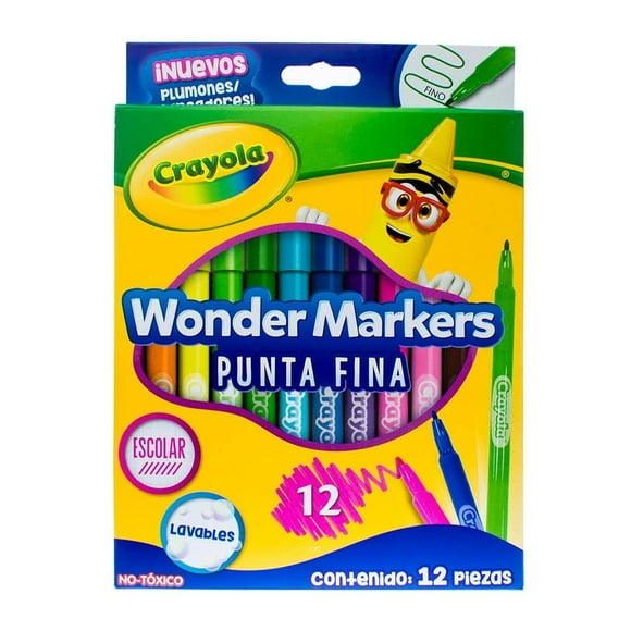 Plumones Crayola Wonder Markers Punta Fina 12 Piezas