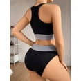 thumbnail image 3 of WTOBBY Women's Seamless Bra & Shorts Set: Sporty Colorblock Activewear for Yoga, Gym or Leisure, Comfortable Wirefree Support and Full Coverage,Black L, 3 of 4