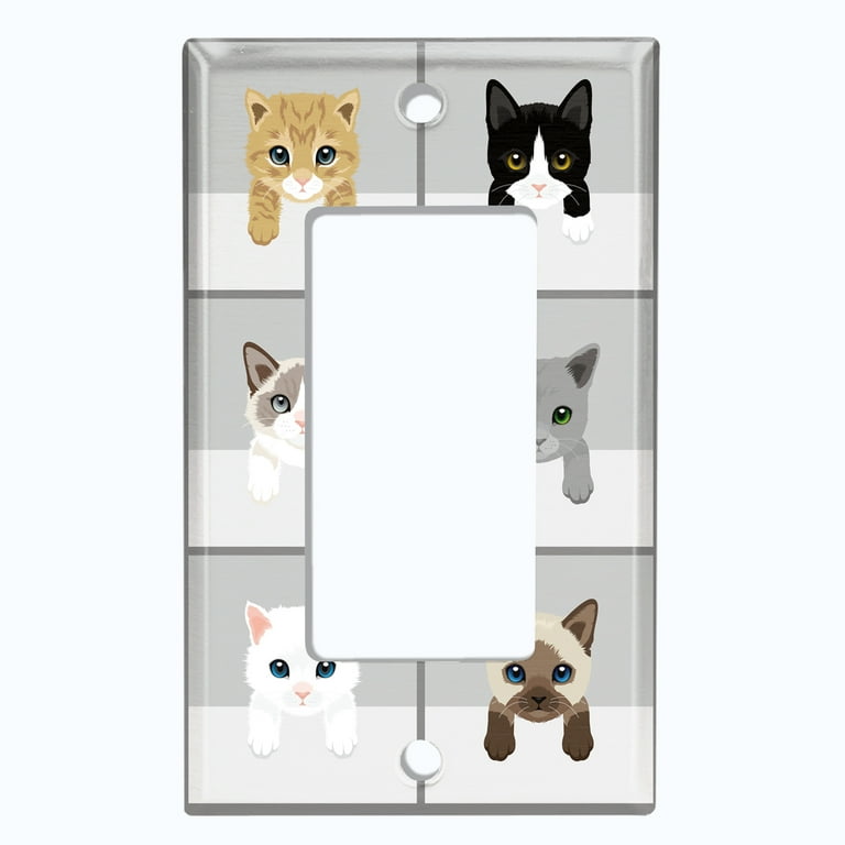 Single Gang Decorative Switch Wall Plate Cover With Dog Paw Print Pattern, Standard Rocker/Decora Size