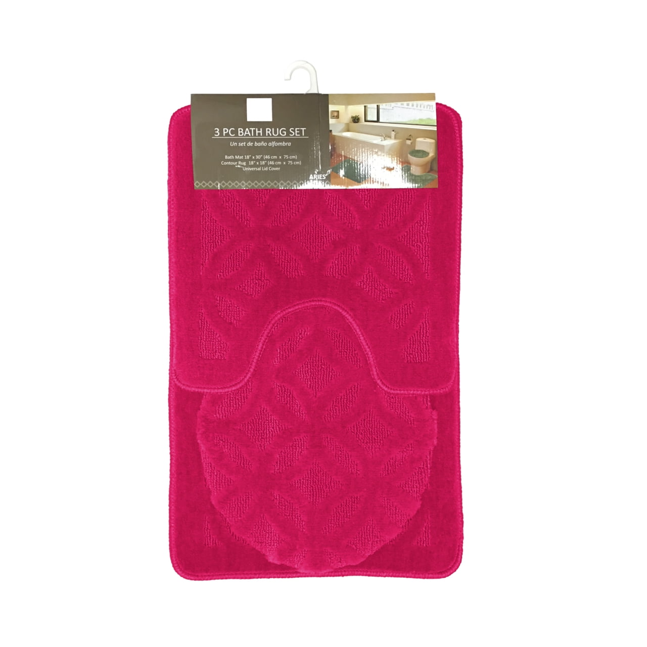 Aries Geometric Circles Design 3 Piece Bathroom Rug Set, Bath Rug