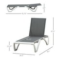 thumbnail image 3 of Outsunny Outdoor Chaise Lounge Chair, Patio Aluminum Tanning Chair with 5-Level Adjustable Back, Portable Wheels, Breathable Mesh Fabric, for Pool, Deck,  Garden, Blue, 3 of 10