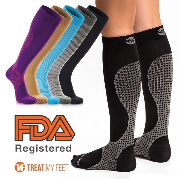 Treat My Feet Compression Knee High Socks for Men & Women, Soft