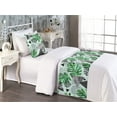 thumbnail image 2 of Tropical Bed Runner Set, Retro Style Repetitive Triangles with Exotic Leaves Hand-Drawn Art, Decorative Bedding Scarf & a Pillow Sham for Hotels Homes, Twin, Fern Green and Dark Grey, by Ambesonne, 2 of 3