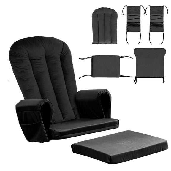 Lovote 5pcs Glider Rocker Replacement Cushion Velvet Rocking Chair Cushions Set w/ Ties