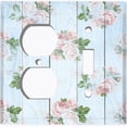 thumbnail image 4 of Metal Light Switch Plate Outlet Cover (Image Of Pastel Blue Wooden Floral Fence FEN007), 4 of 13