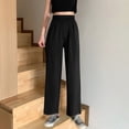 thumbnail image 2 of Bovemsi Casual Pants for Women 2025 New Women's High Waisted Straight Leg Trousers Beach Trousers with Pockets, 2 of 5
