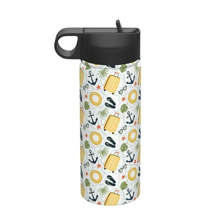 

Cauagu Summer vacation for 18 oz Water Bottle With Straw Stainless Steel Sports Water Cup Flask Wide Mouth Travel Thermal Mug for Home Office Car
