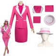 thumbnail image 3 of Ropa de Margot Pink Barbei para mujer adulta, disfraz de fantasía, chaqueta, vestido, sombrero, traje de película Barbei, traje de Halloween para mujer, 3 of 5