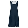 thumbnail image 4 of CQCYD Summer Dresses 2023, Women Printed Sleeveless Crew Neck Dress Loose Beach Dress Holiday Dress and Ankle Dress Leisure Sales Today Clearance Dark Blue XL, 4 of 5
