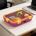 thumbnail image 6 of Portable Bento Box with 4 Independent Compartments, Leak-Proof Microwave-Safe Lunch Container, Food-Grade Material for Easter Decor, Perfect for Work/Travel, Easy to Clean and Carry, 10*8*2in, Orange, 6 of 7