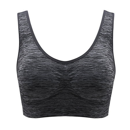 TrendVibe365 Gym Bras for Women Workout No Underwire Push up Seamless Bralettes Padded U Back Wide Strap Supportive Corset Bra Full Coverage Crop Tank Top Sexy Lingerie Gray XL
