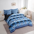 thumbnail image 3 of Feelyou Wildlife Bear Animal Bedding Comforter Set 7 Pieces, Western Boho Aztec Full Bedding Set, Blue Vintage Tribal Abstract Reversible Fitted Sheet Flat Sheet, Breathable Home Decor, 3 of 7