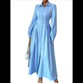 thumbnail image 1 of Vestido de Larga para Mujer, con Botones, Maxivestido de Cóctel y Trabajo. Azul XL, 1 of 9