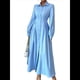 thumbnail image 1 of Vestido de Larga para Mujer, con Botones, Maxivestido de Cóctel y Trabajo. Azul S, 1 of 9