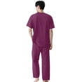 thumbnail image 3 of HAJWOH Mens Scrubs Sets Purple Stretchy Nursing Uniform Short Sleeve V Neck Scrub & Jogger Pant Solid Color Scrubs Sets with Multi Pocket Purple 3XL, 3 of 4