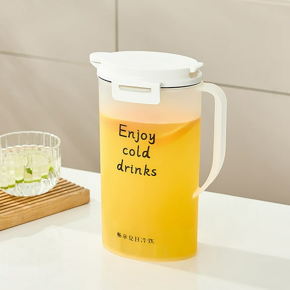 HongHeng Fridge Door Water Pitcher with Lid Perfect for Making Tea, Juice and Cold Drink, Water Jug Made of Clear PET, Clear Fiber Glass Carafe BPA free