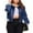Navy Blue, variant on Women's Classic Solid Striped Biker Jacket Zip Up Fashion Bomber Jacket Coat
