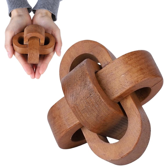 KUMHONW Wood Knot Decor Coffee Table Decor Boho Farmhouse Rustic Modern Chain Link Decor Shabby Chic Bookshelf Decor 3 Link Wooden Knot Coffee