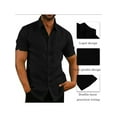 thumbnail image 6 of Men's Short Sleeve Shirt Casual Button Down Cotton Linen Loose Beach Wedding Shirt, 6 of 7