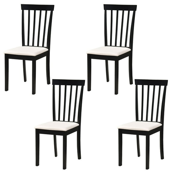 Kings Brand Furniture - Set of 4 Wood Dining Chairs - Upholstered Modern Dining Room Kitchen Armless Side Chair, Black