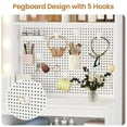 thumbnail image 4 of Afuhokles Vanity Desk with Lighted Mirror and Charging Station, Makeup Vanity with 5 Drawers, Pegboard, 5 Hooks and Shelves, White, 4 of 8