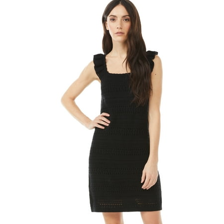 Scoop Women's Crochet Dress with Ruffle Sleeves