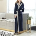 thumbnail image 3 of Women's Long-sleeved Thick Flannel Robe With Hood Winter Warm Plus Velvet Pajamas, 3 of 7