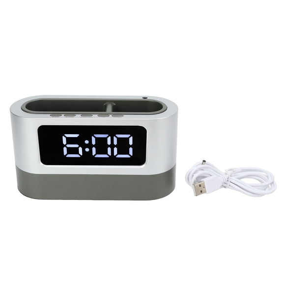 Portalápices Reloj despertador Diseño de portalápices Memoria de tiempo Hora Fecha Pantalla de temperatura Reloj LED para oficina Dormitorio Blanco