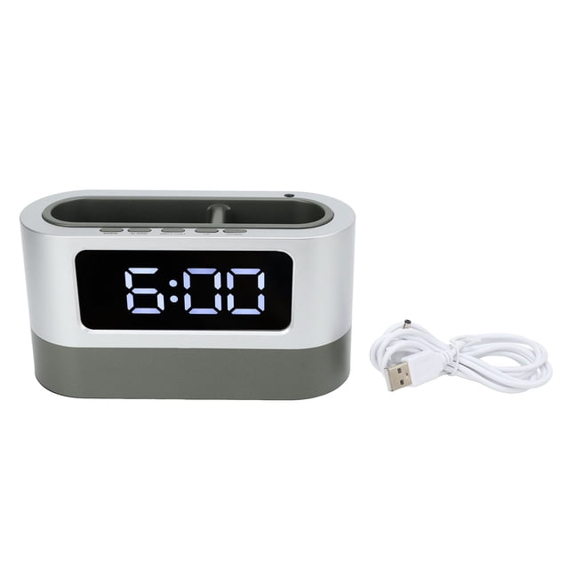 Portalápices Reloj despertador Diseño de portalápices Memoria de tiempo Hora Fecha Pantalla de temperatura Reloj LED para oficina Dormitorio Blanco