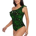 thumbnail image 2 of Haiem Green Bright Web with Spiders Women's One Piece Swimsuits Tummy Control One Shoulder Bathing Suits Ruffle Swimwear-Medium, 2 of 8
