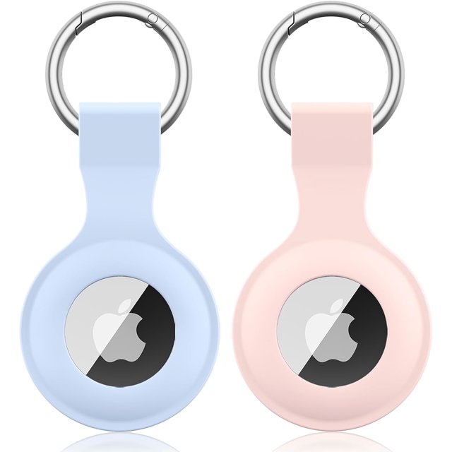 Yanonmyfd Pack de 2 Fundas para Apple Airtag con Llavero, Funda de Silicona portátil para Llavero, Funda Protectora para el rastreador de Apple Airtag (Negro Negro)